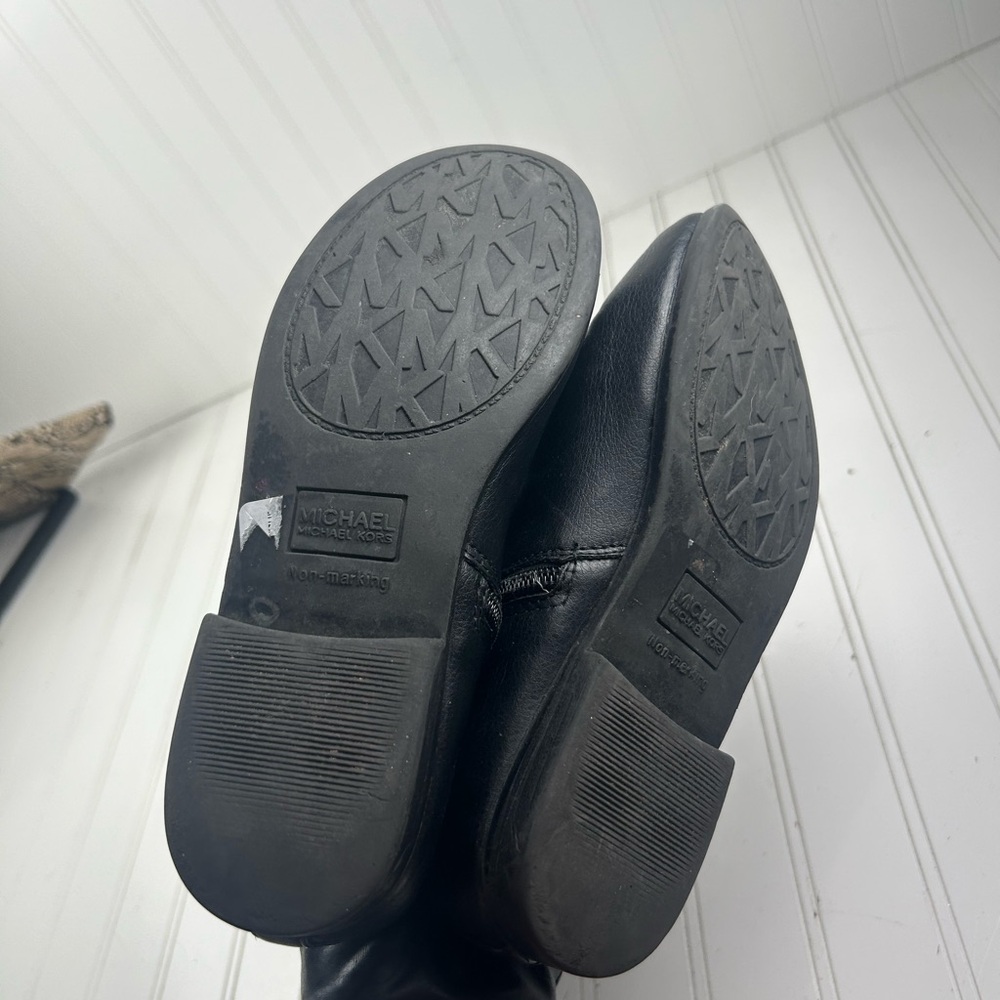 Michael Kors Black Leather Riding Girl’s Boots Size 4 - Picture 8 of 12